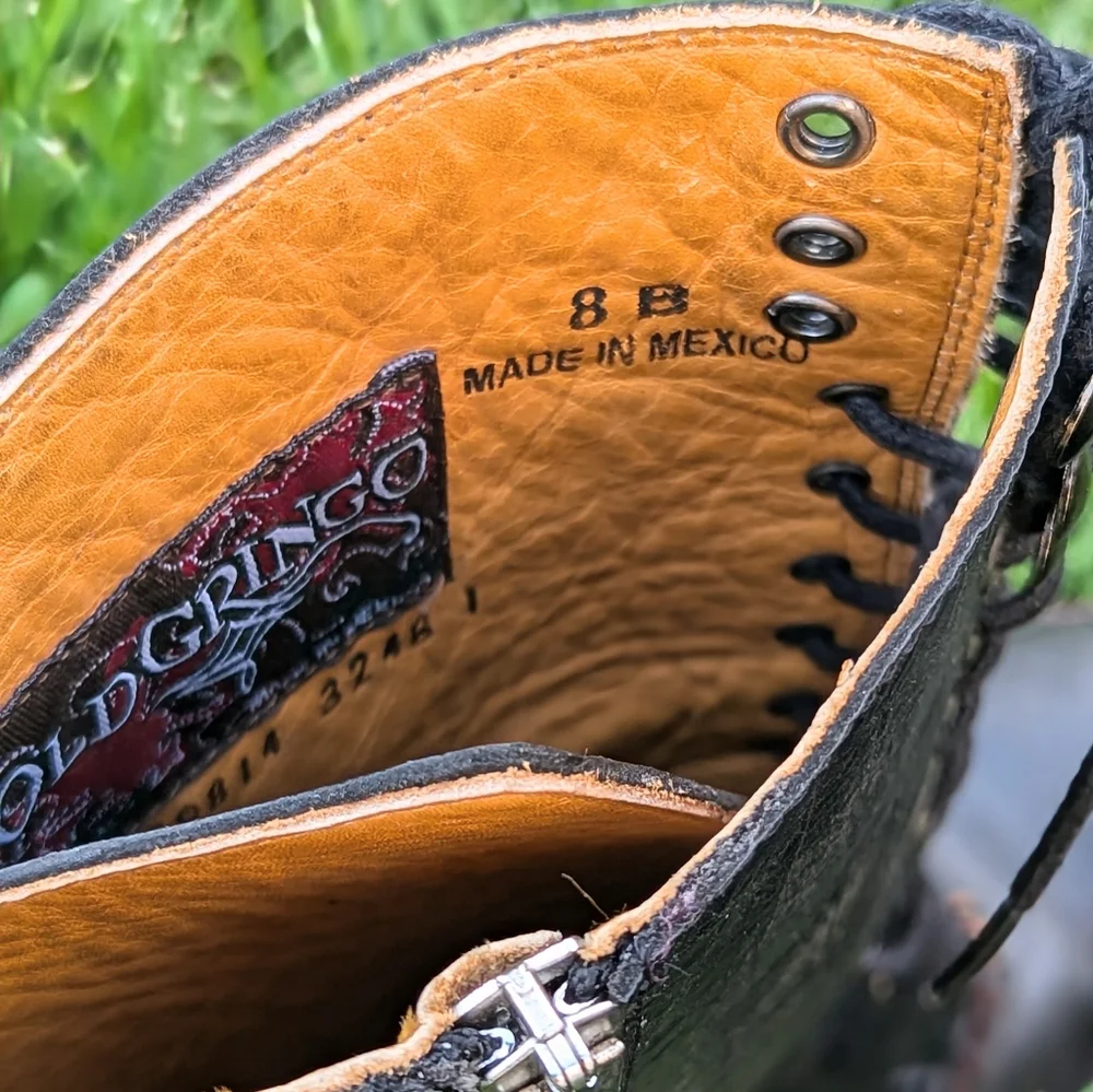 Old Gringo Cate Lace Up Cowboy Boots Black Women's Rare Retro Embroidered Floral - Picture 15 of 15